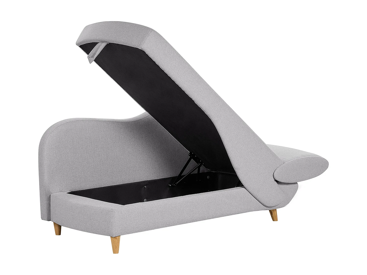 Chaise longue côté droit MERI Lin synthétique Gris clair avec rangement