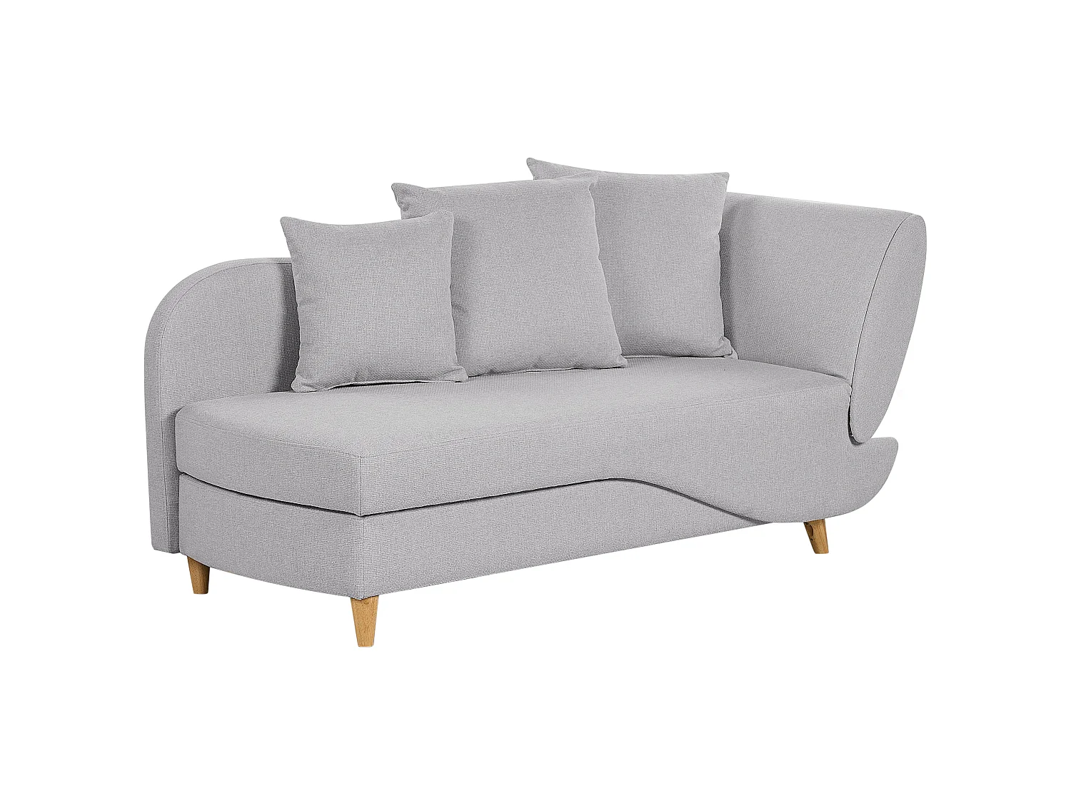 Chaise longue côté droit MERI Lin synthétique Gris clair avec rangement