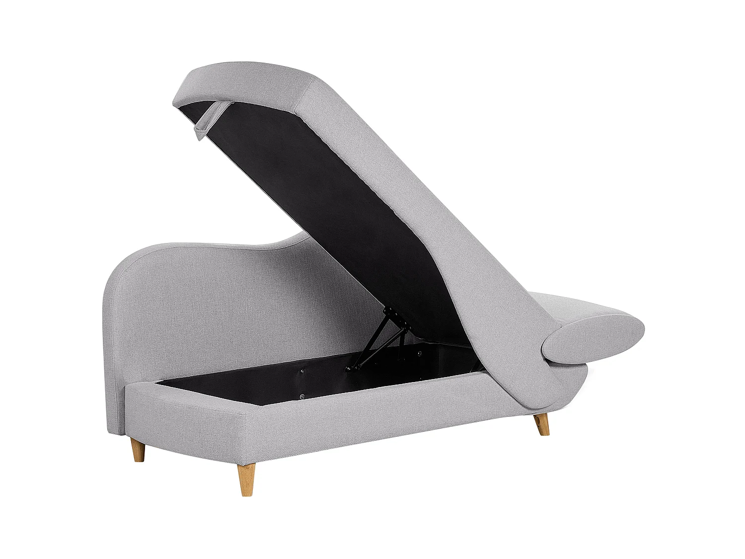 Chaise longue côté droit MERI Lin synthétique Gris clair avec rangement