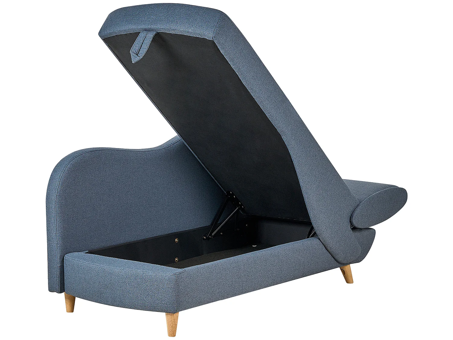Chaise longue côté droit MERI Lin synthétique Bleu foncé avec rangement