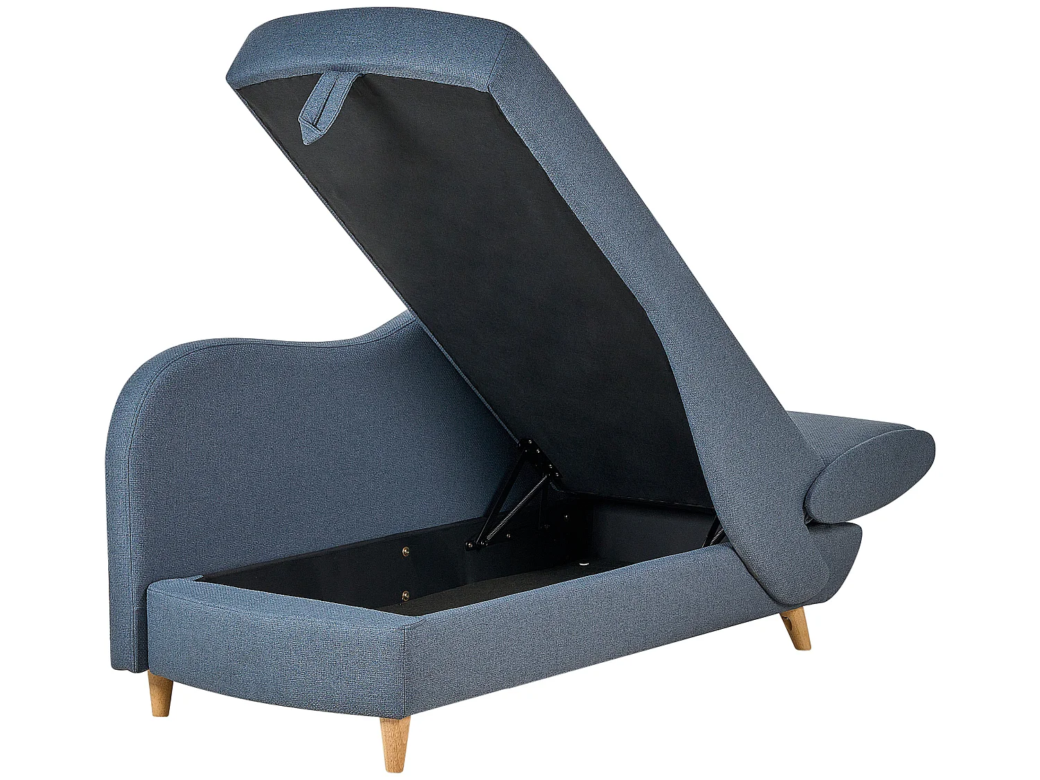 Rechtszijdige chaise longue MERI Kunstlinnen Donkerblauw met opbergruimte