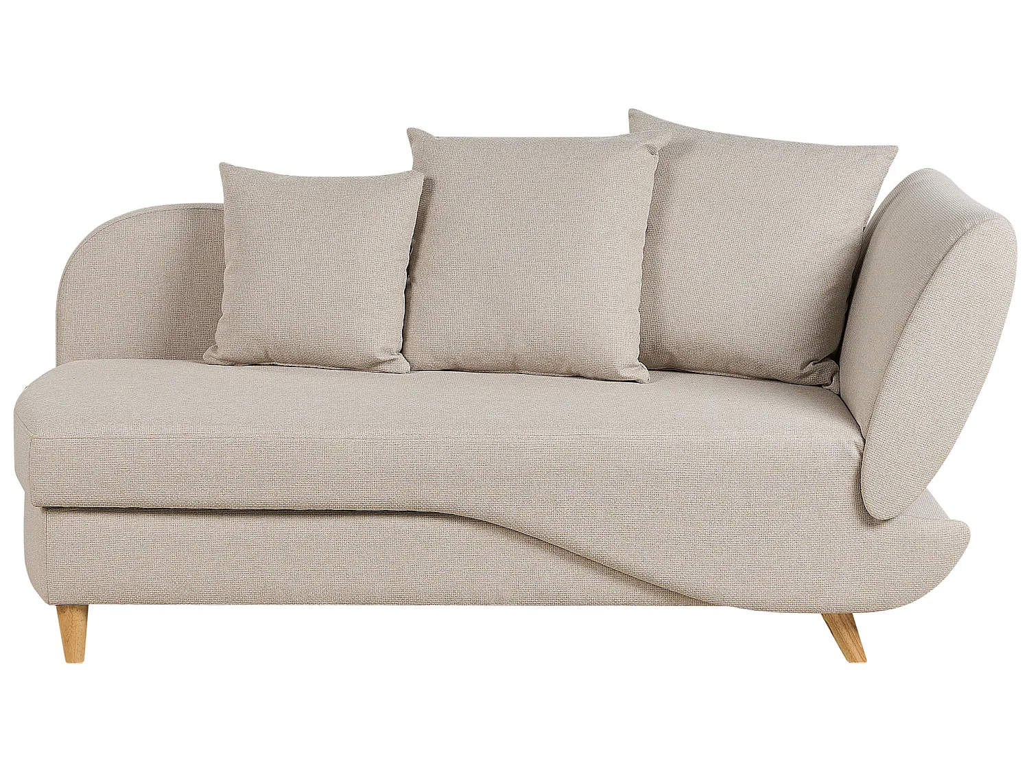Chaise longue côté droit MERI Lin synthétique Beige avec rangement