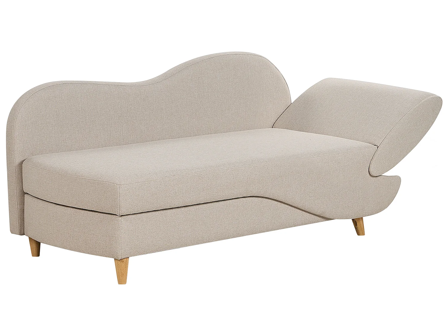 Chaise longue côté droit MERI Lin synthétique Beige avec rangement