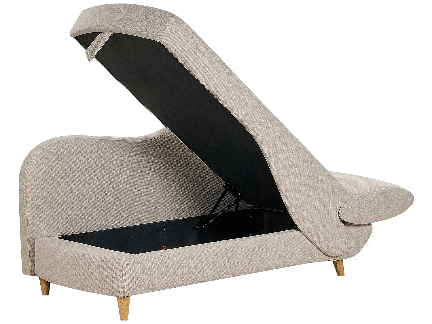Chaise longue côté droit MERI Lin synthétique Beige avec rangement