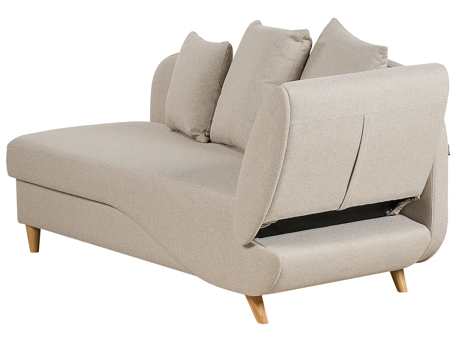 Chaise longue côté droit MERI Lin synthétique Beige avec rangement