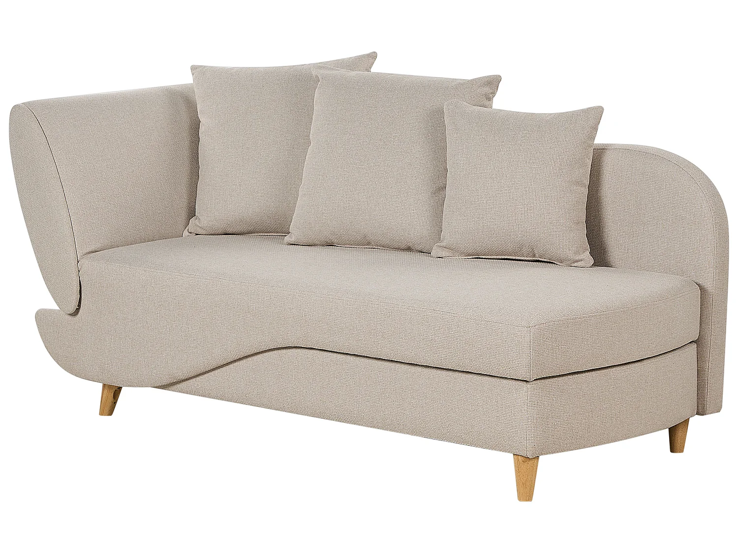 Chaise longue côté droite MERI Lin synthétique Beige avec rangement