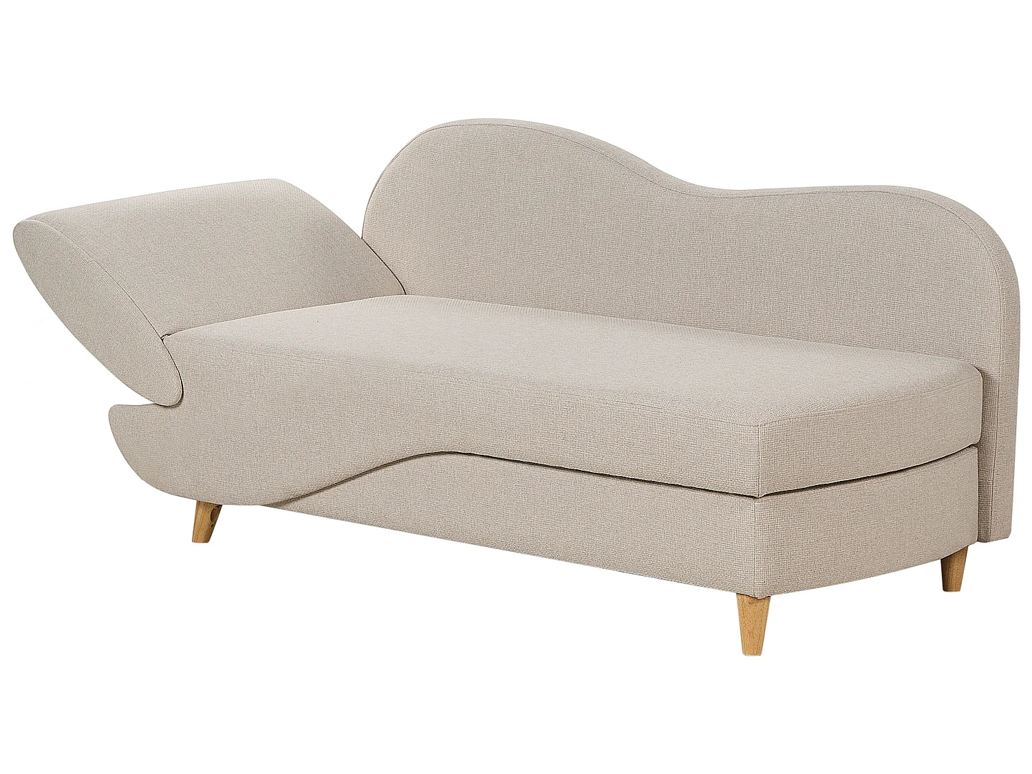 Chaise longue côté droite MERI Lin synthétique Beige avec rangement