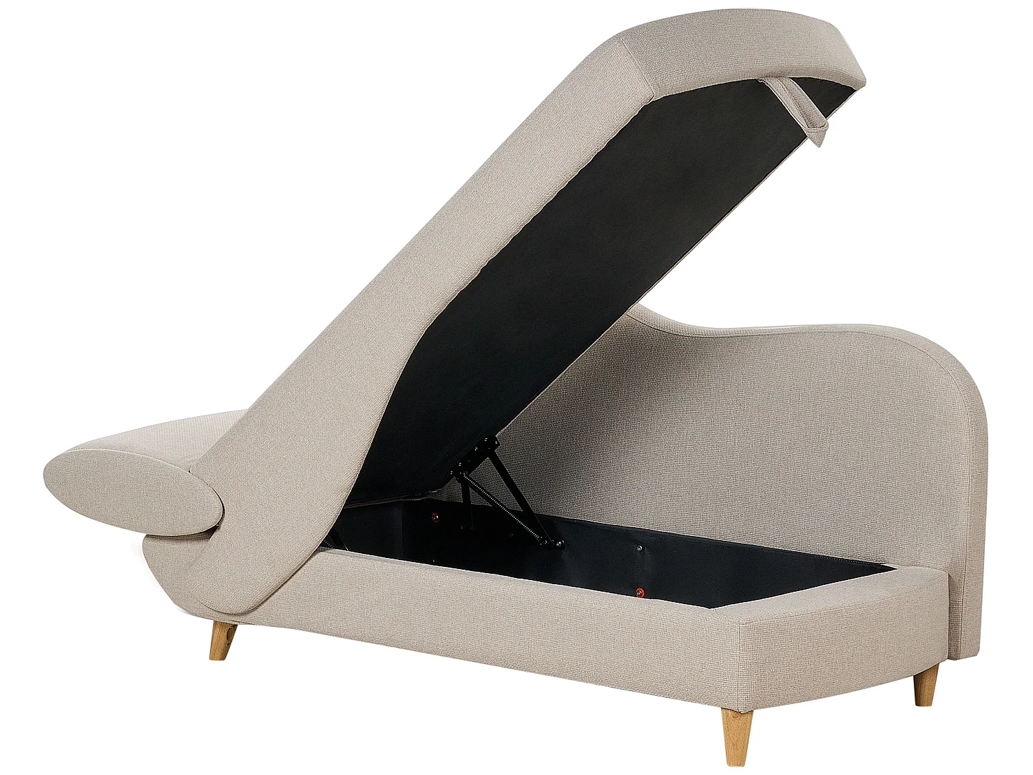 Chaise longue côté droite MERI Lin synthétique Beige avec rangement