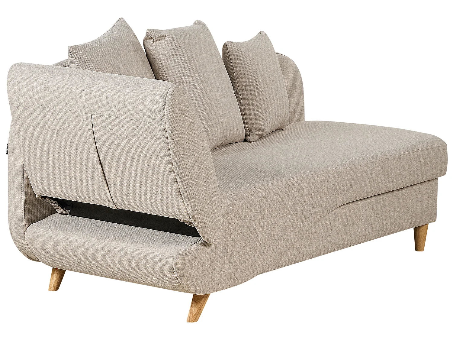 Linkszijdige chaise longue MERI Kunstlinnen Beige met opbergruimte