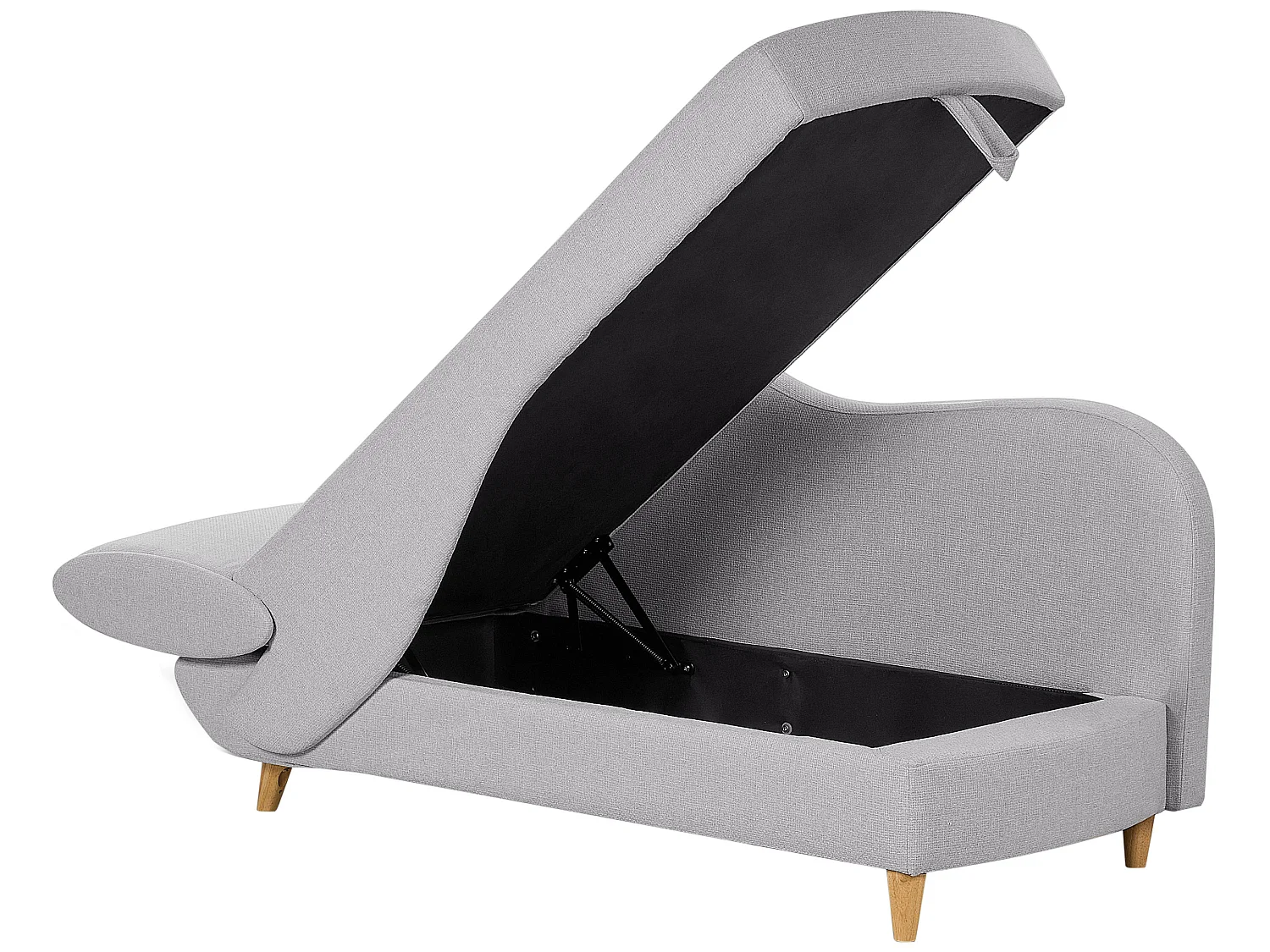 Chaise longue à esquerda MERI Linho sintético Cinzento claro com arrumação