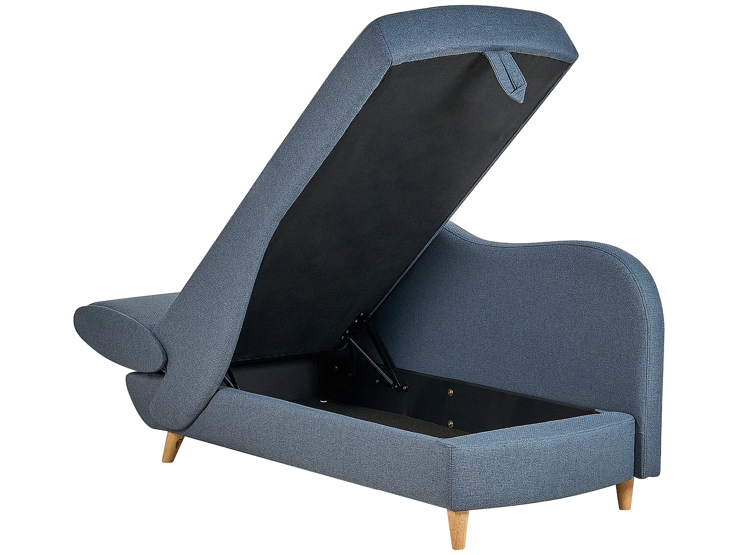 Chaise longue côté droite MERI Lin synthétique Bleu foncé avec rangement