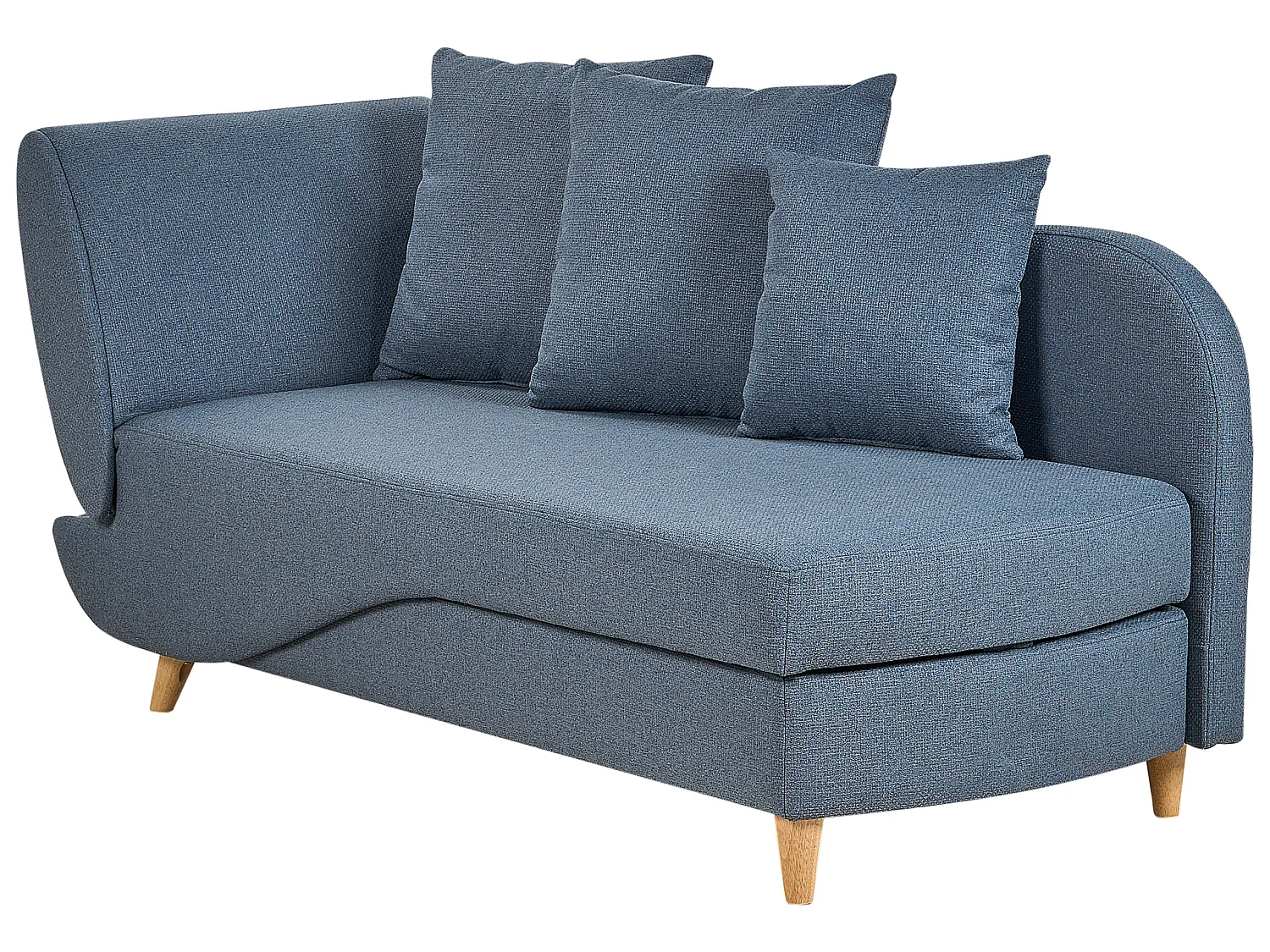 Chaise longue côté gauche MERI Lin synthétique Bleu foncé avec rangement