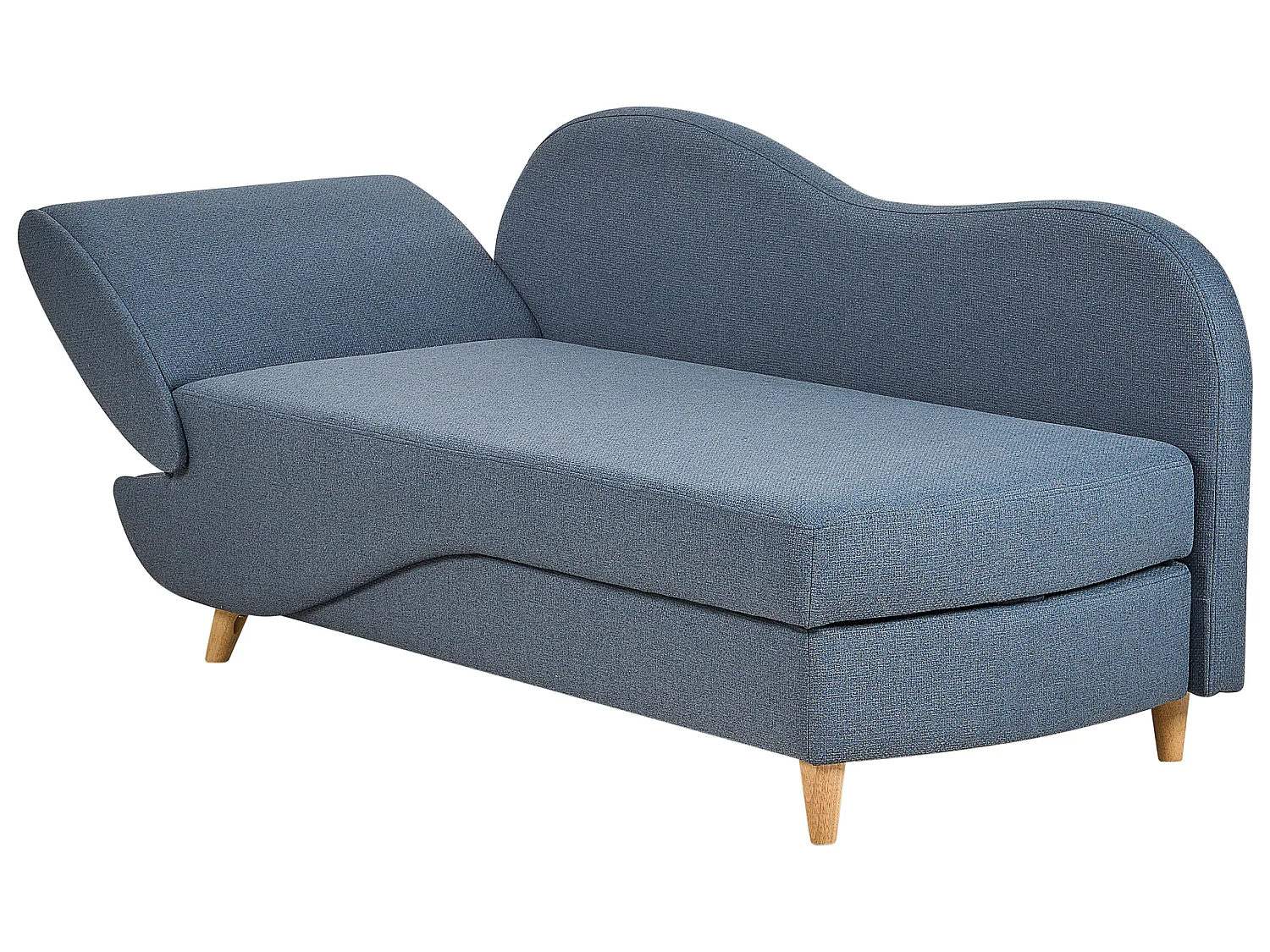 Chaise longue côté gauche MERI Lin synthétique Bleu foncé avec rangement