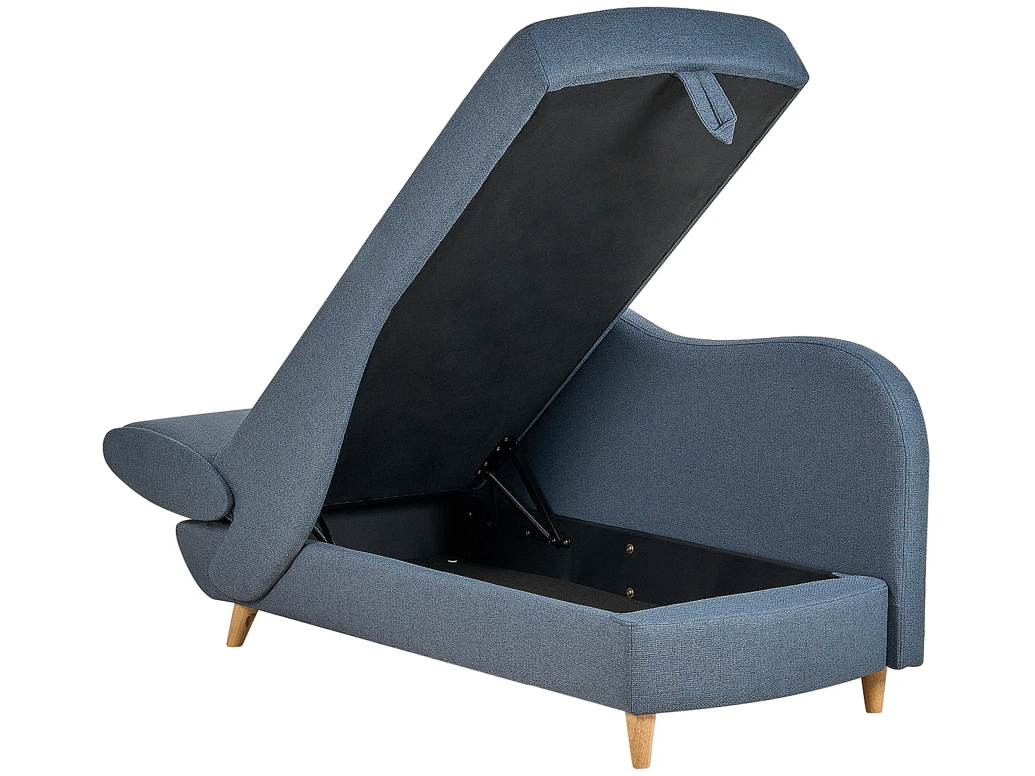 Chaise longue côté gauche MERI Lin synthétique Bleu foncé avec rangement