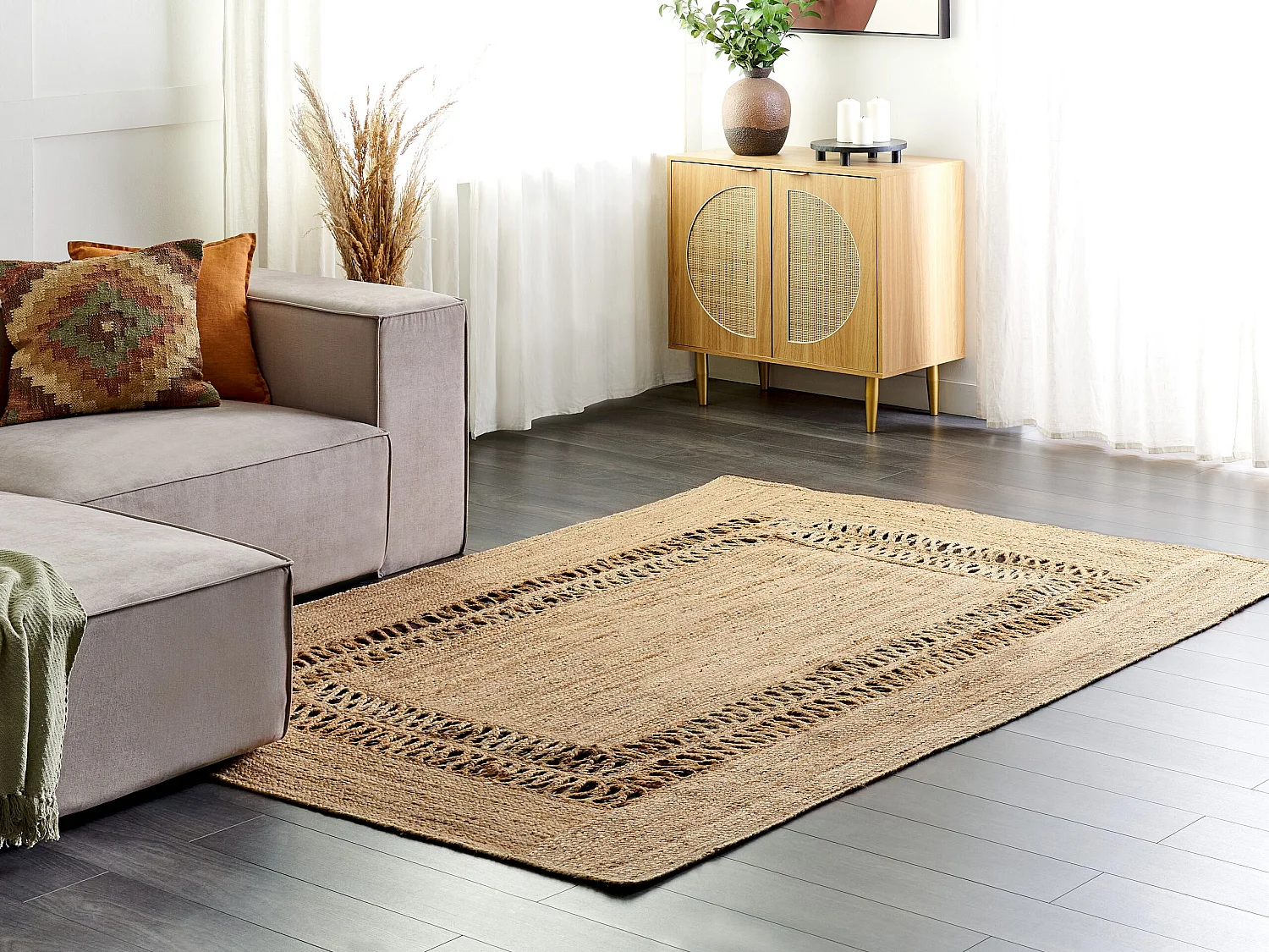 Alfombra YENIKOY 160 x 230 cm Yute Beige