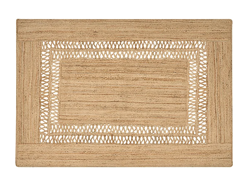 Teppich Jute beige rechteckig 160x230 cm geometrisches Muster Kurzflor Yenikoy