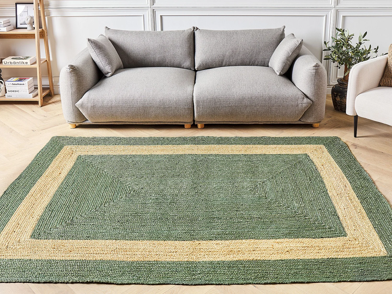 Vloerkleed KARAKUYU 160 x 230 cm Jute Groen