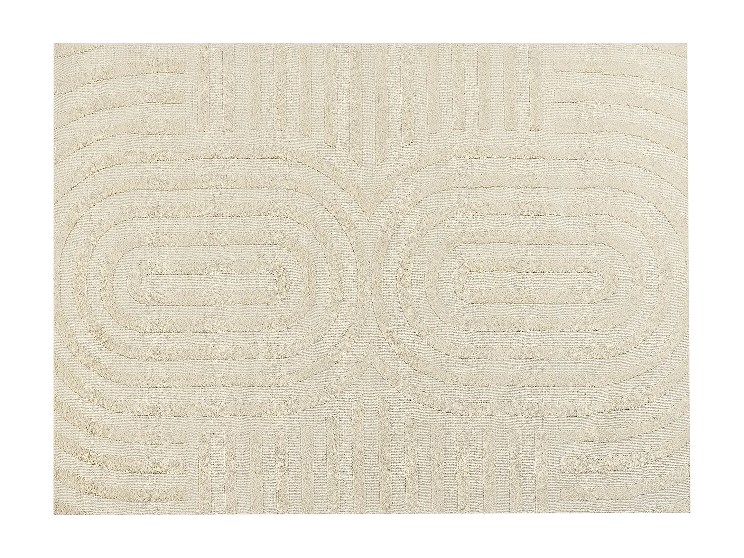 Teppich beige aus Wolle 300 x 400 cm gestreiftes Muster Mastung