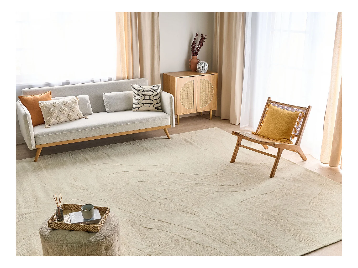 Tapis SASNAK Beige 300 x 400 cm Laine