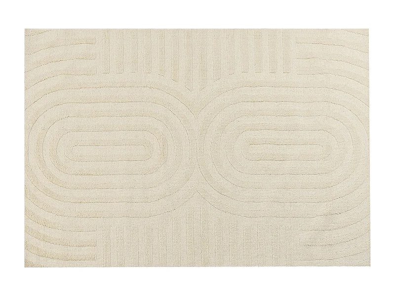Teppich beige aus Wolle 160 x 230 cm gestreiftes Muster Mastung