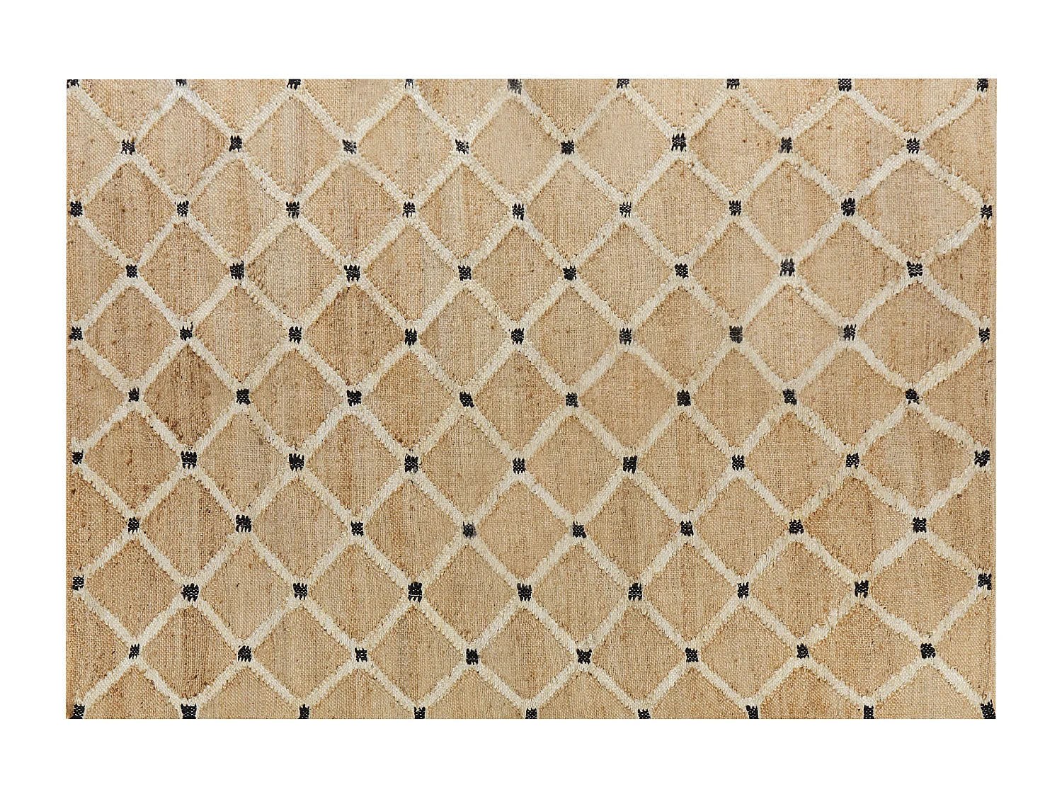 Teppich Jute beige rechteckig 160x230 cm geometrisches Muster Boho-Stil Kalekoy