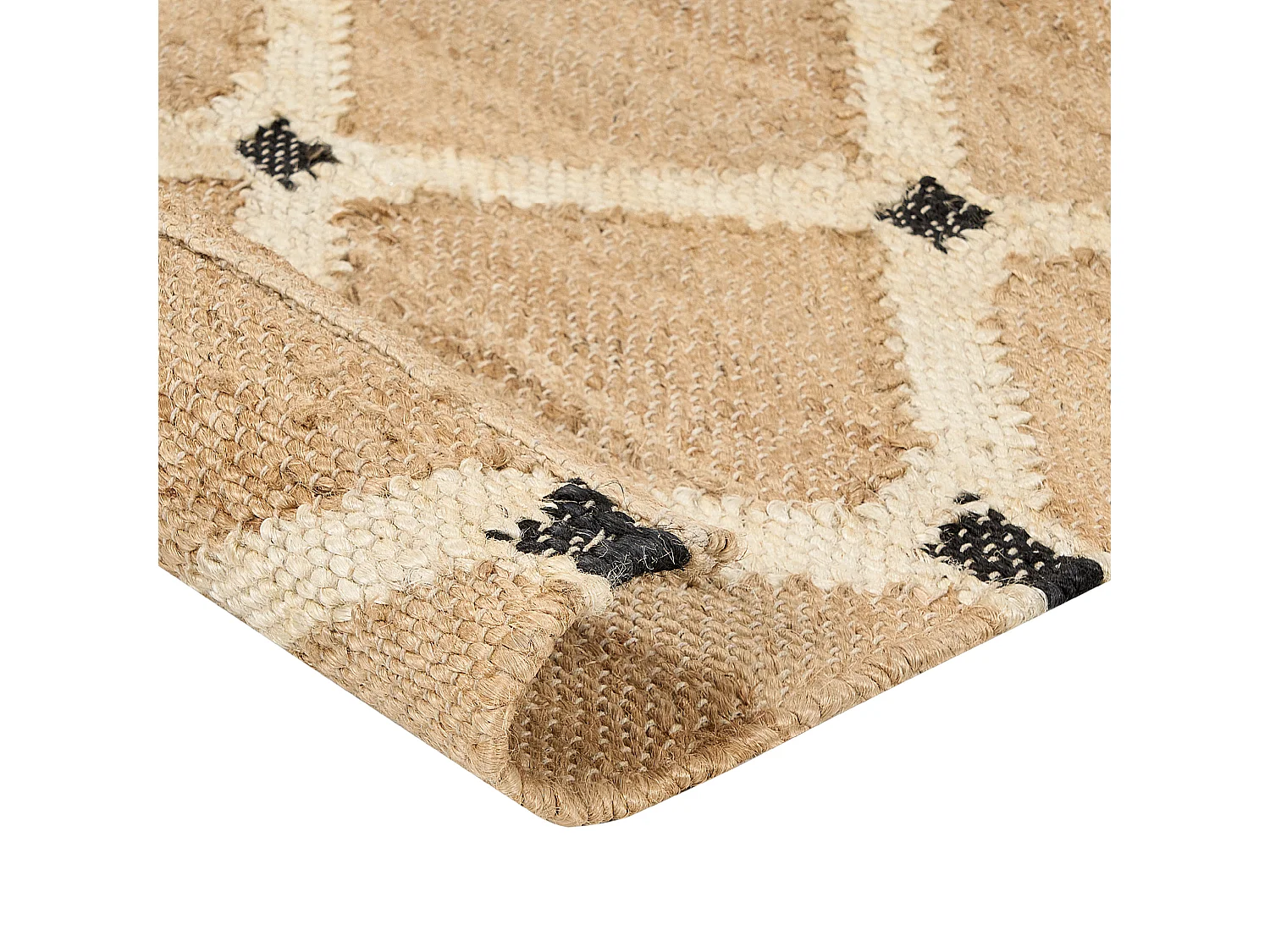 Teppich Jute beige rechteckig 160x230 cm geometrisches Muster Boho-Stil Kalekoy