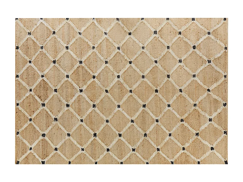 Teppich Jute beige rechteckig 160x230 cm geometrisches Muster Boho-Stil Kalekoy