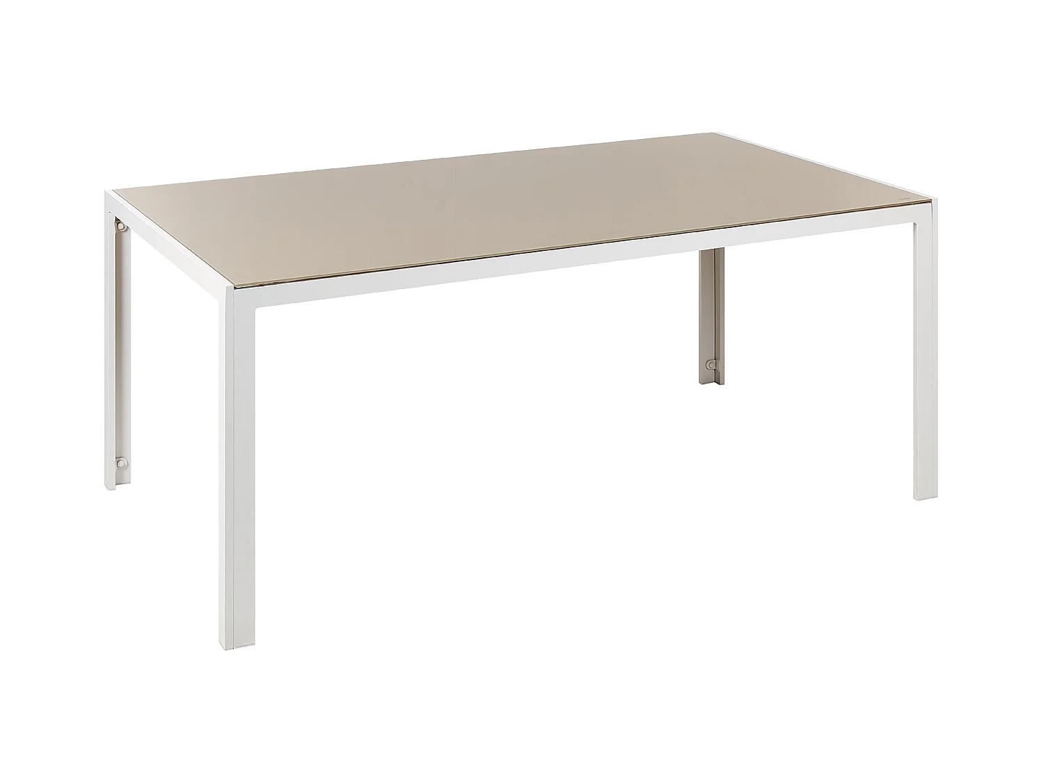 Gartentisch Esstisch Glas Beige für 6 Personen 160x90 cm Aluminium Weiß Catania