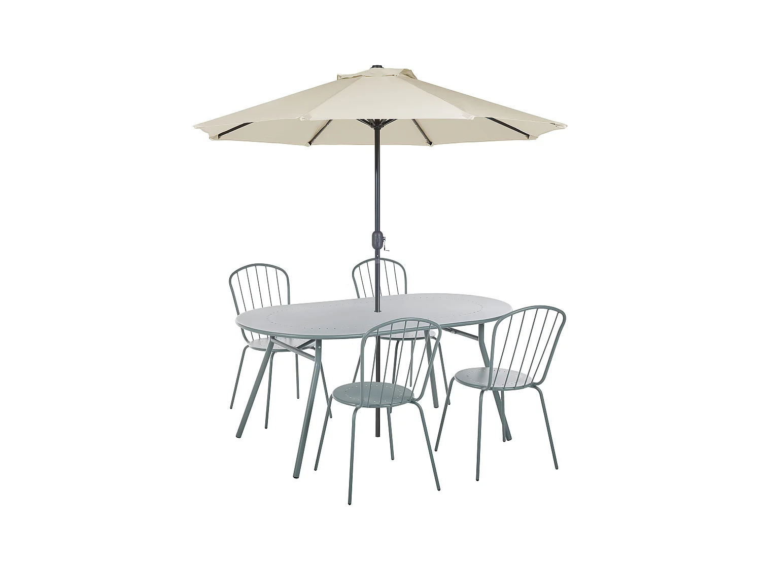 Tuinset 4-zitter CALVI Met parasol (16 opties) Metaal Lichtblauw