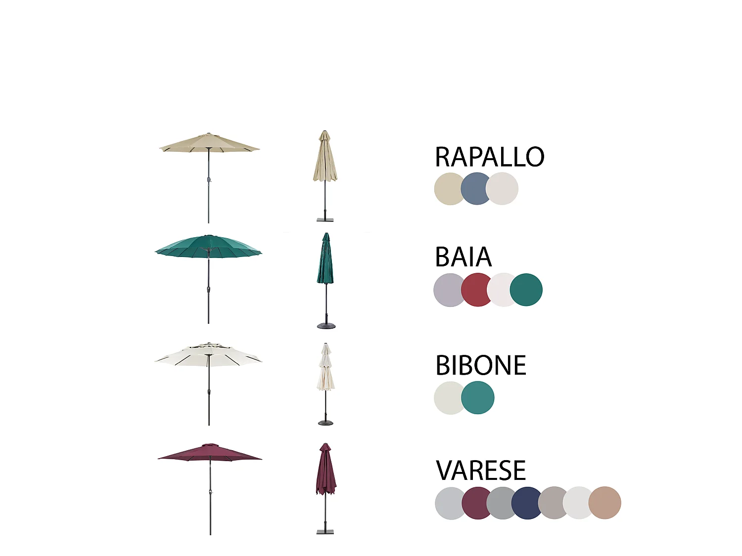 Tuinset 4-zitter CALVI Met parasol (16 opties) Metaal Lichtblauw