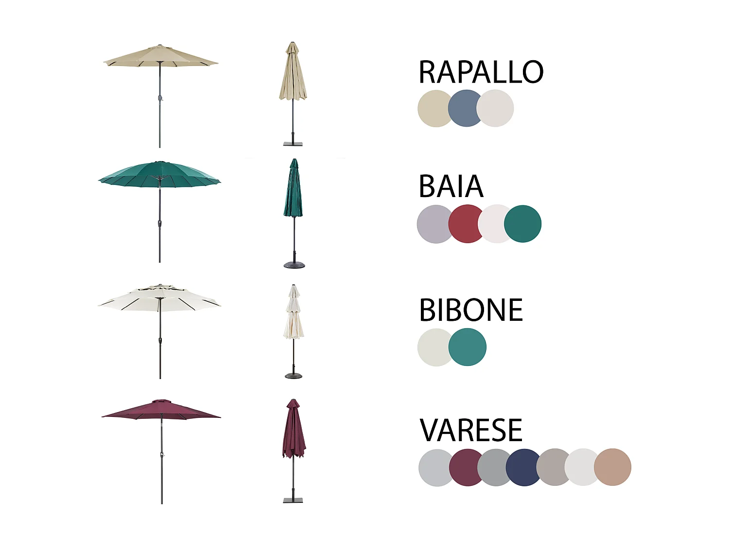 Tuinset 4-zitter CALVI Met parasol (16 opties) Metaal Lichtblauw