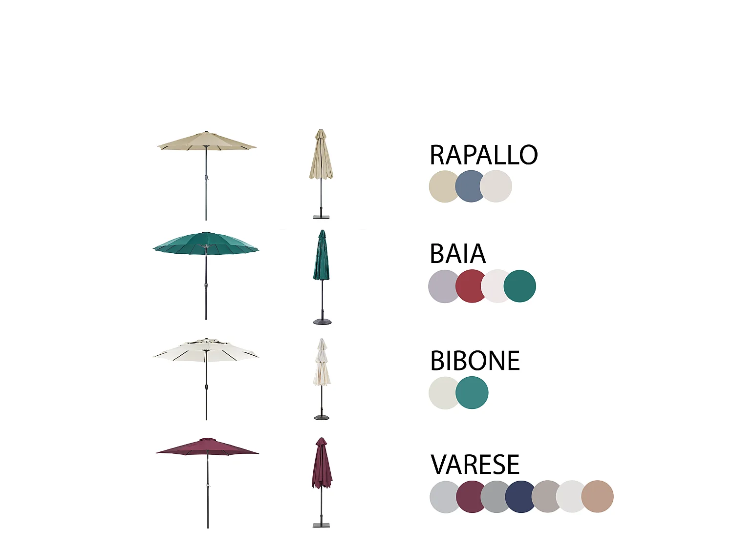 Salle à manger de jardin 4 places SAPRI avec parasol (16 options) Métal Marron foncé