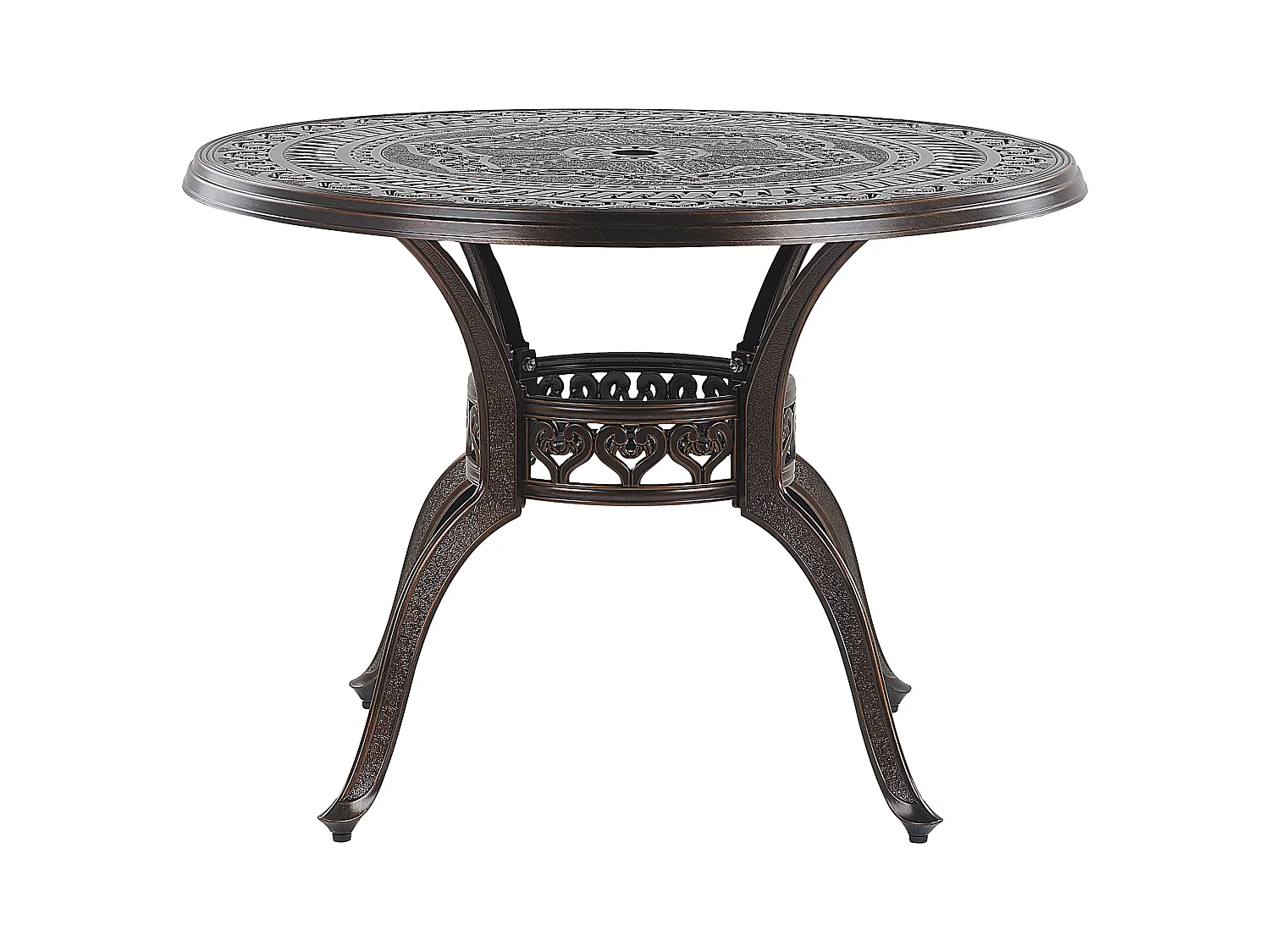 Conjunto de comedor exterior 4 plazas SALENTO con sombrilla (16 opciones) Metal Marrón oscuro
