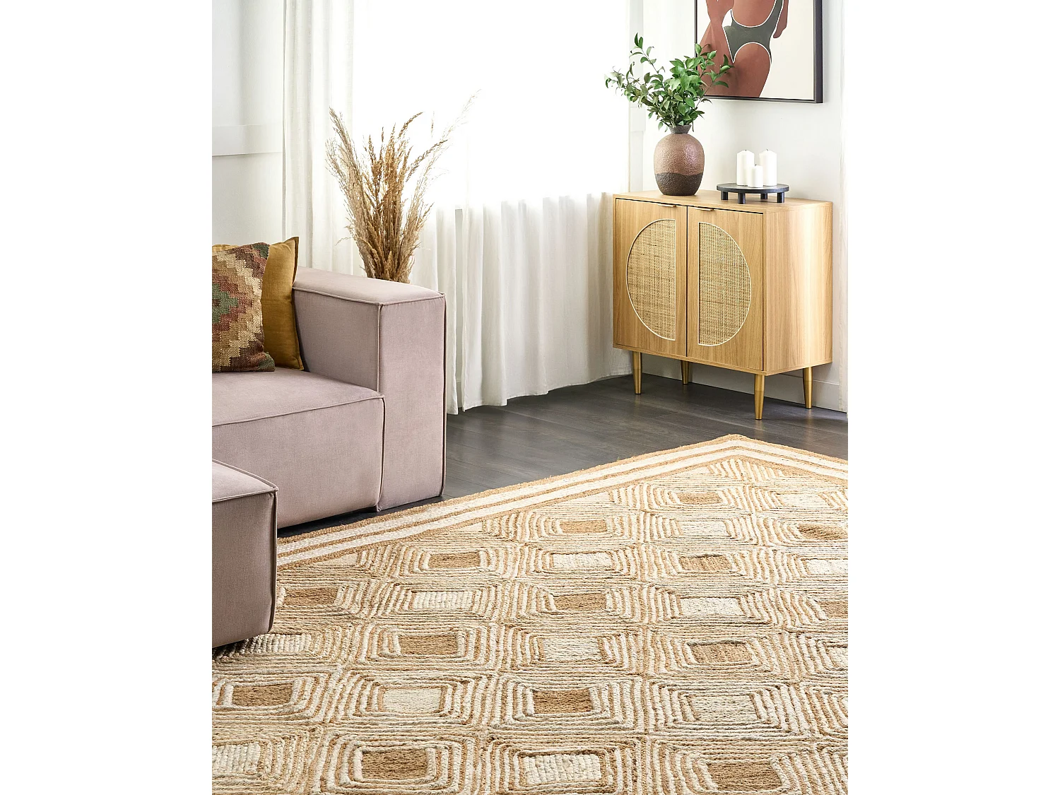 Vloerkleed MENGEN 300 x 400 cm Jute Beige
