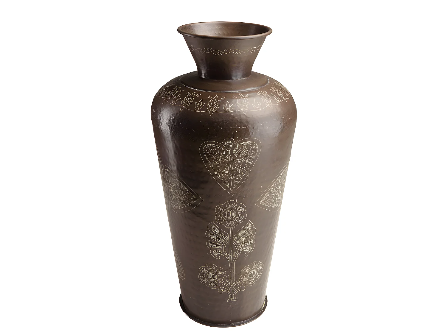 HONORE - Vase alu L40cm H85cm couleur cuivre foncé patine antique