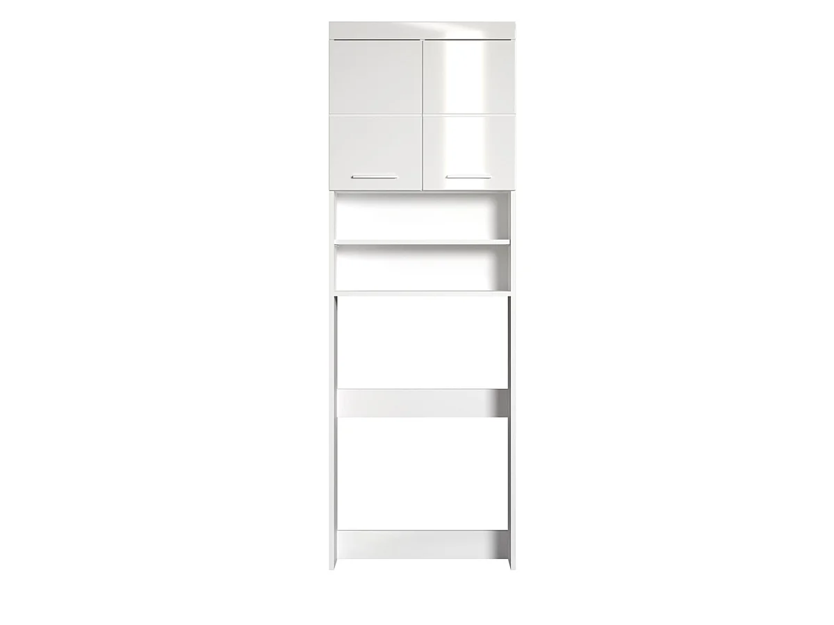 Meuble de rangement spécial de machine à laver ou WC  coloris blanc brillant, blanc mat
