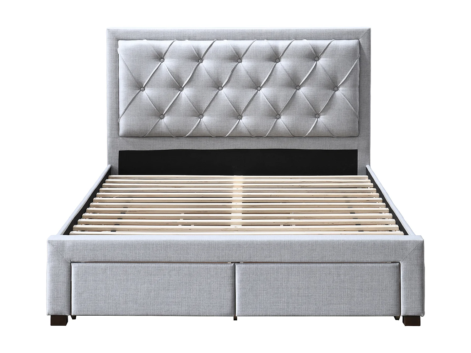 Säng med lådor 160 x 200 cm - Tyg - Ljusgrå - LEOPOLD