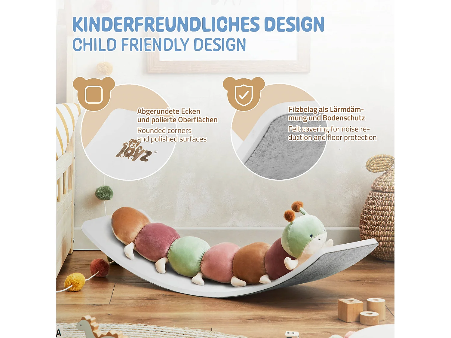 Planche d'équilibre pour enfants planche à balancer blanc/gris  Joyz