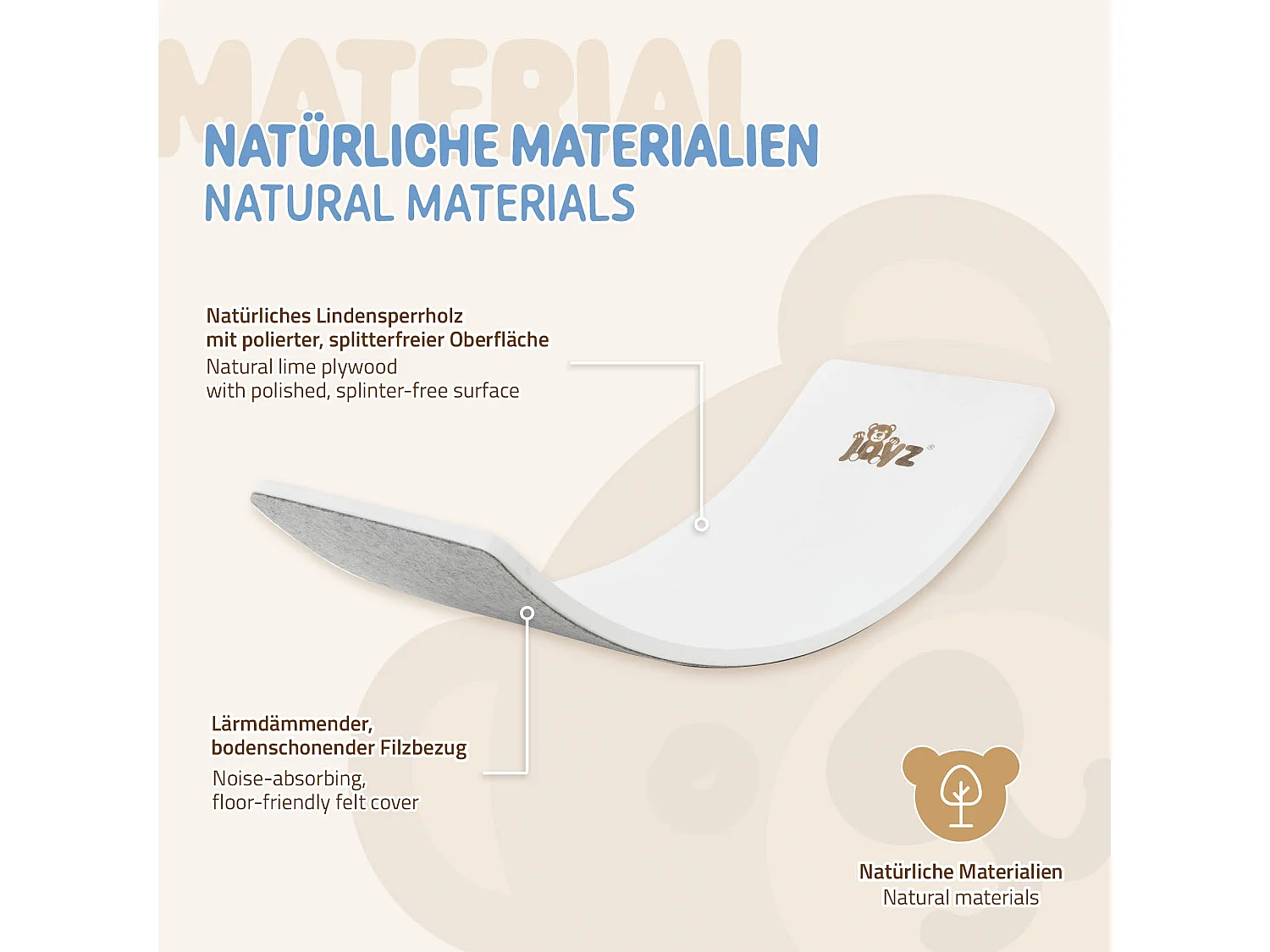 Planche d'équilibre pour enfants planche à balancer blanc/gris  Joyz