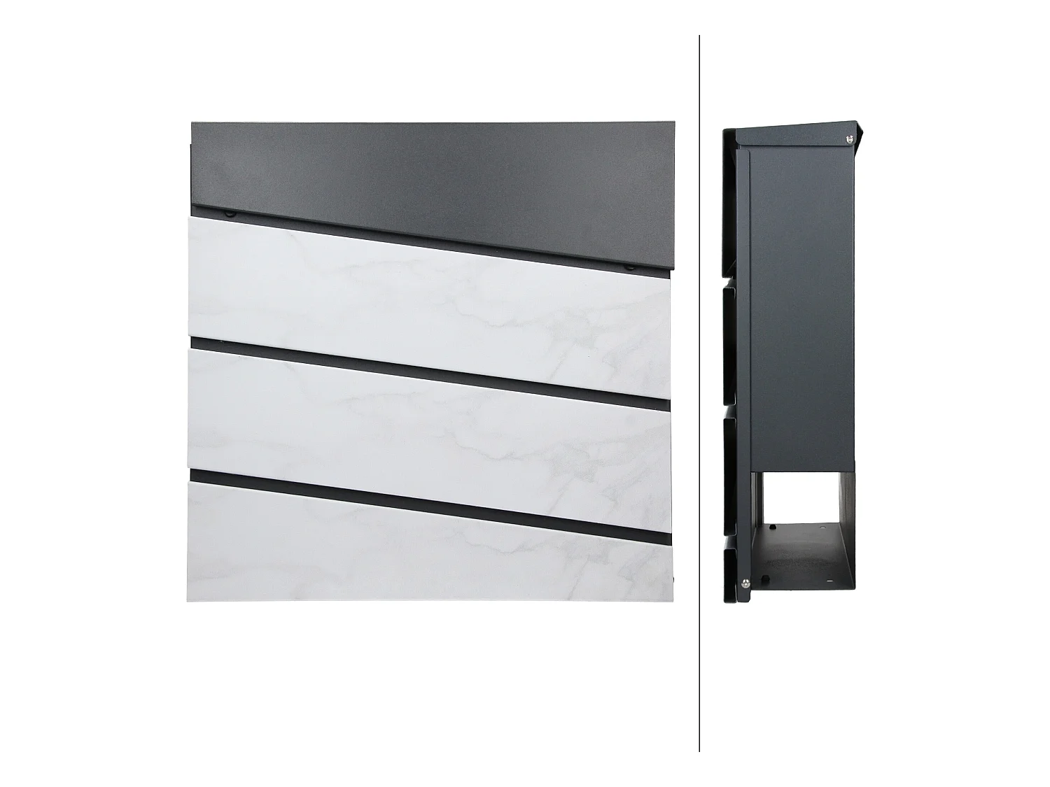 Buzón de pared moderno mármol blanco acero óptico ML-DESIGN