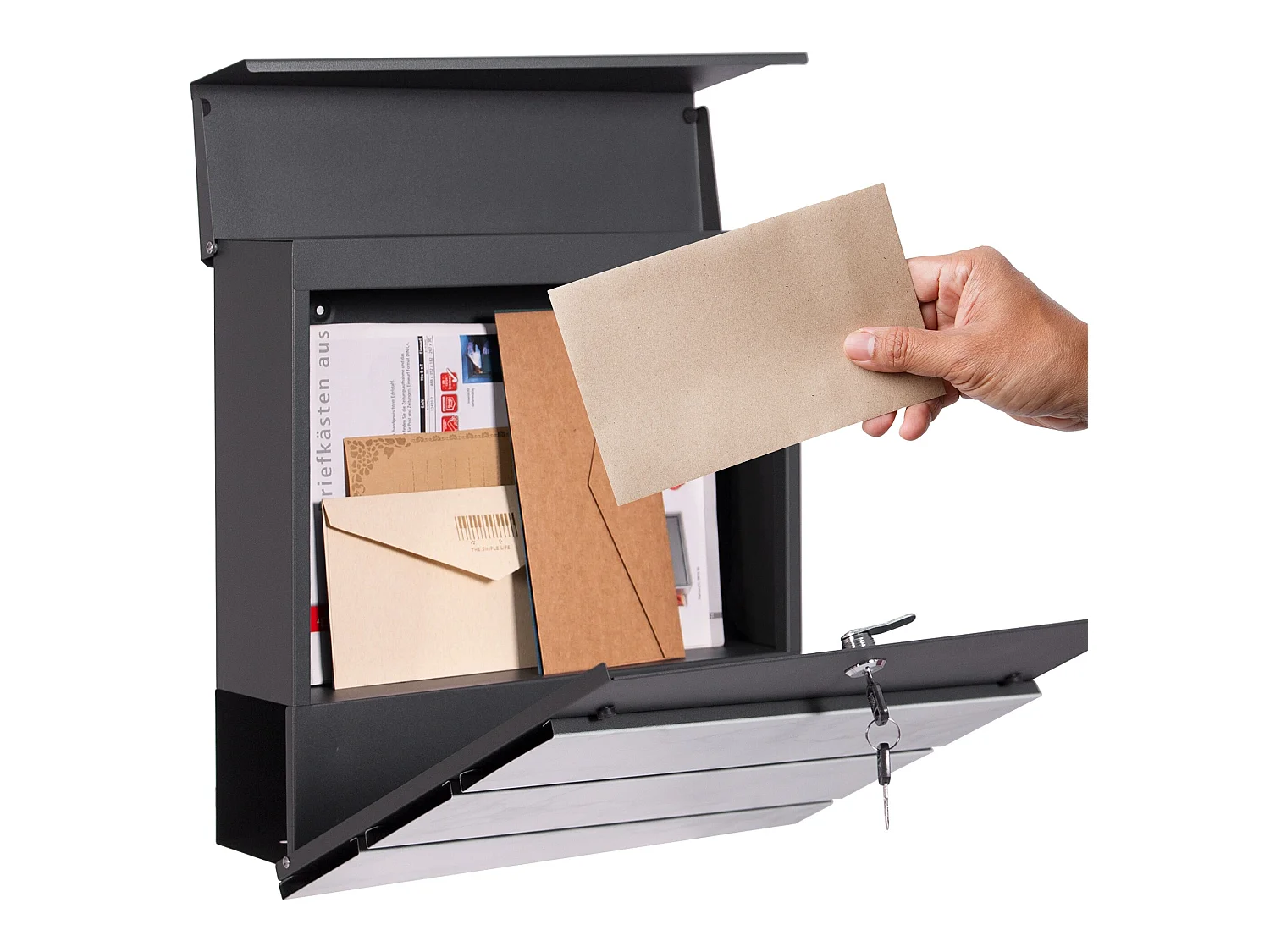 Buzón de pared moderno mármol blanco acero óptico ML-DESIGN