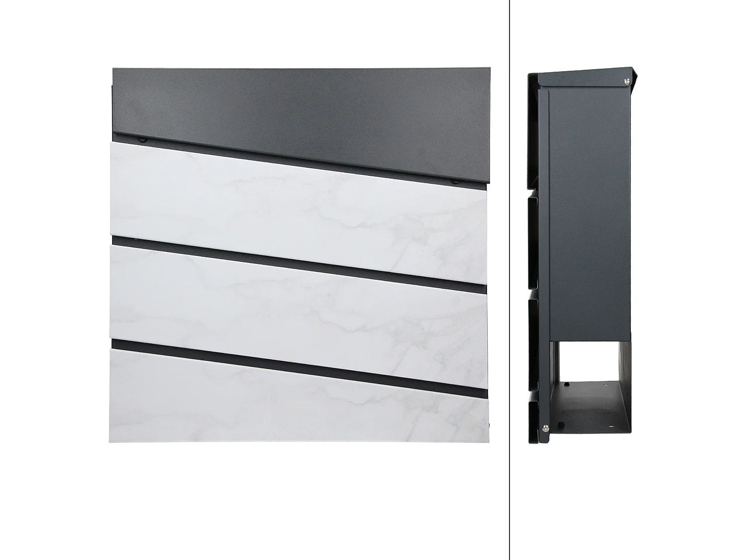 Buzón de pared moderno mármol blanco acero óptico ML-DESIGN