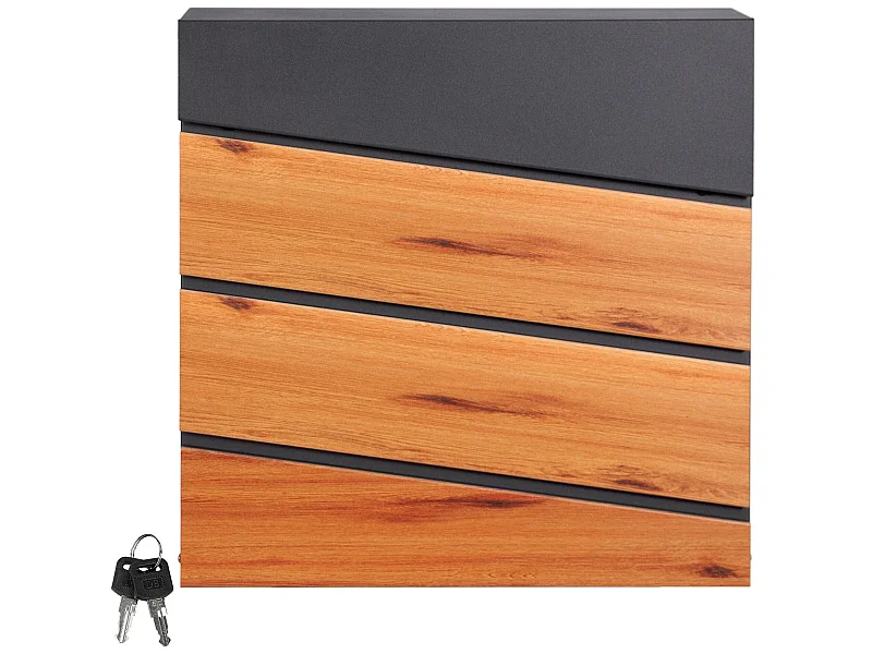 Boîte aux lettres murale anthracite design bois 11x37x26,5 cm ML-DESIGN