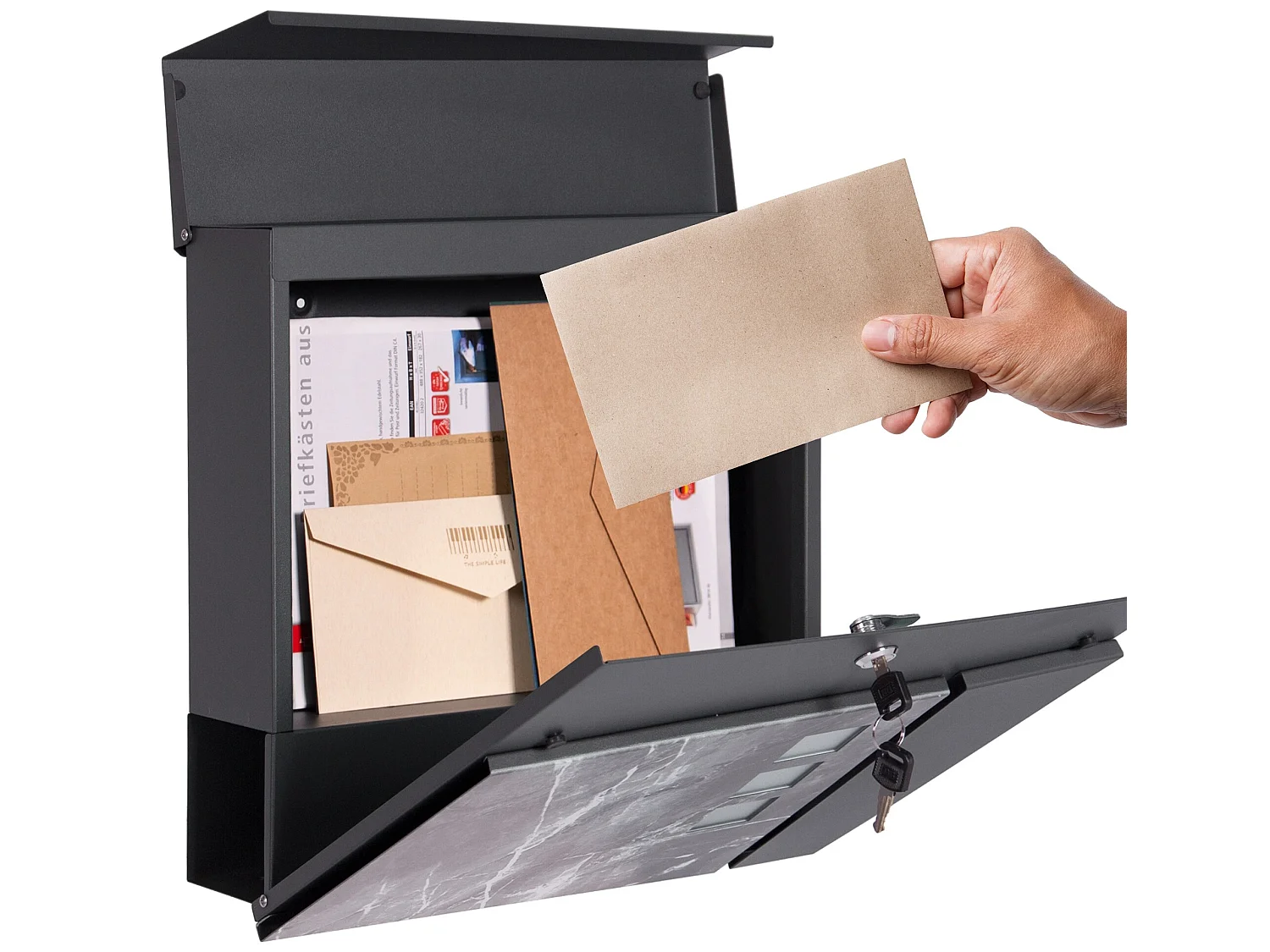 Boîte aux lettres murale moderne anthracite design marbre noir ML-DESIGN