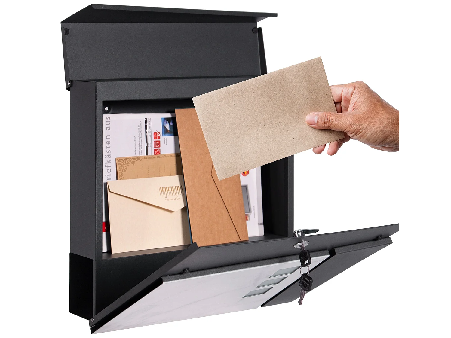 Boîte aux lettres murale moderne en acier anthracite 2 clés inclus ECD Germany