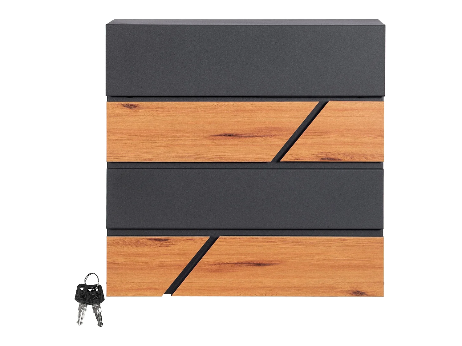 Boîte aux lettres moderne en acier anthracite imitation bois murale ML-DESIGN