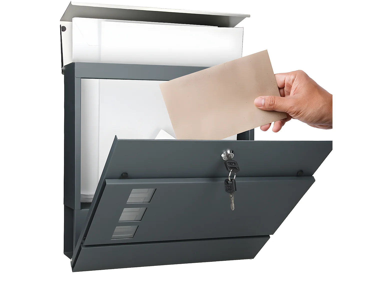 Boîte aux lettres murale compartiment à journaux 3 fenêtres ECD Germany