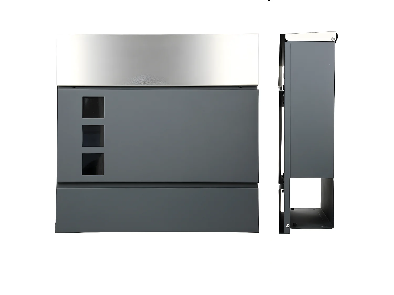 Buzón de pared con compartimento para periódicos 3 ventanas ECD Germany