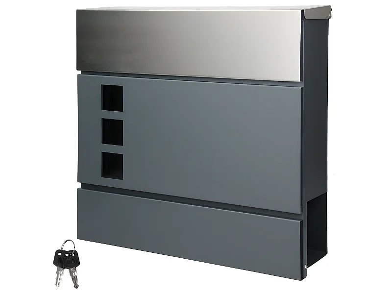 Cassetta postale a muro con vano portagiornali 3 finestre ECD Germany