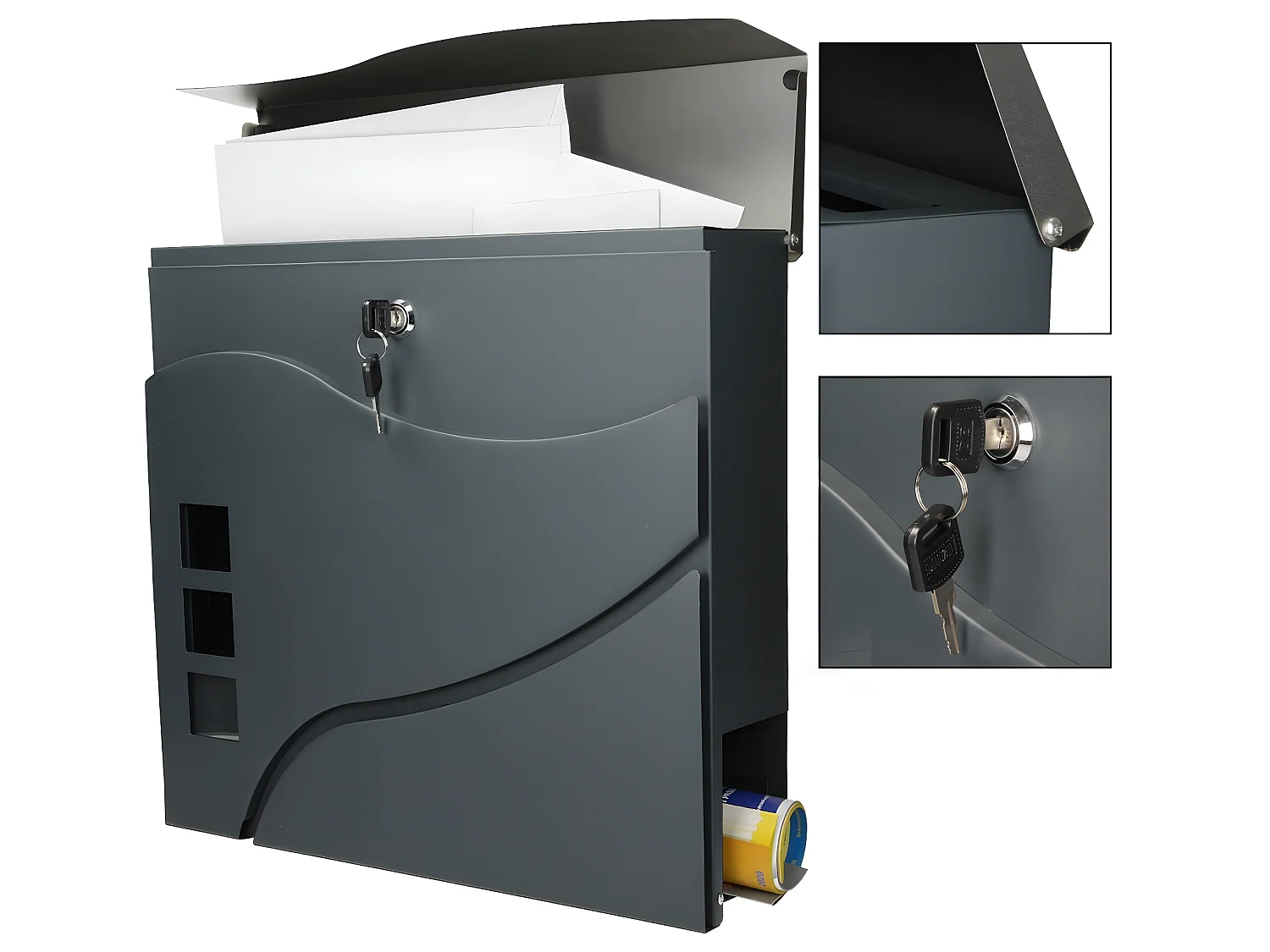 Boîte aux lettres murale porte-journaux postale 2 clés inclus acier ECD Germany